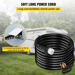 VEVOR 50 ft. Generator Cord 50 Amp Extension Cord 110-Volt Generator Cord with Twist Lock Connectors -Extension Cords Sales Store vevor generator cords fdjycx50ftx50acz1v1 1f 1000