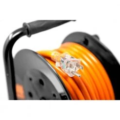 WEN 50 ft. 14-Gauge Heavy-Duty SJTW Outdoor 14/3 Extension Cord Reel with NEMA 5-15R Light-Up Power Outlet -Extension Cords Sales Store wen extension cord reels pc5043r 4f 1000