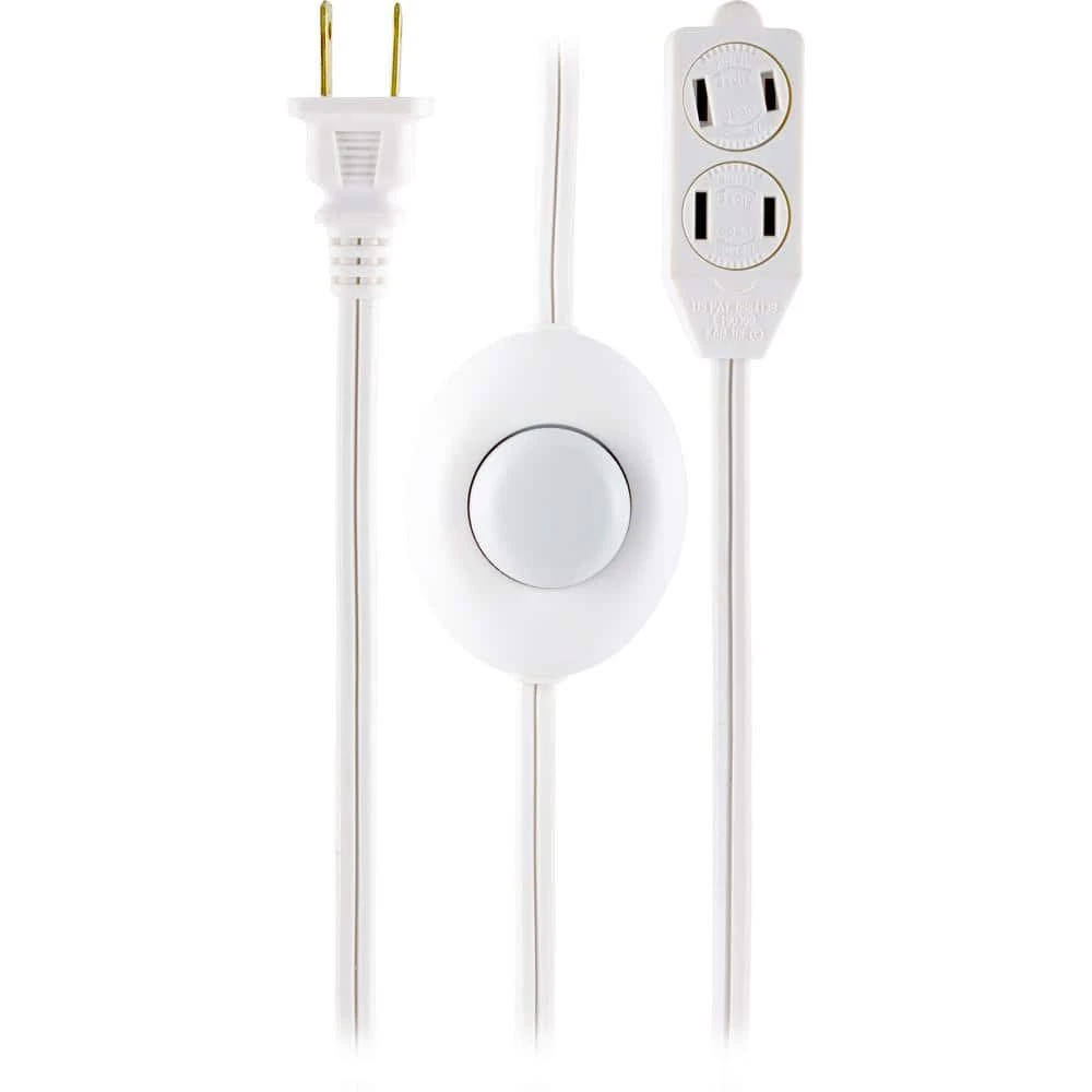 GE 12 ft. 16/3 3-Outlet Polarized Extension Cord with Power Switch, White 6 GE 12 ft. 16/3 3-Outlet Polarized Extension Cord with Power Switch, White - Image 4
