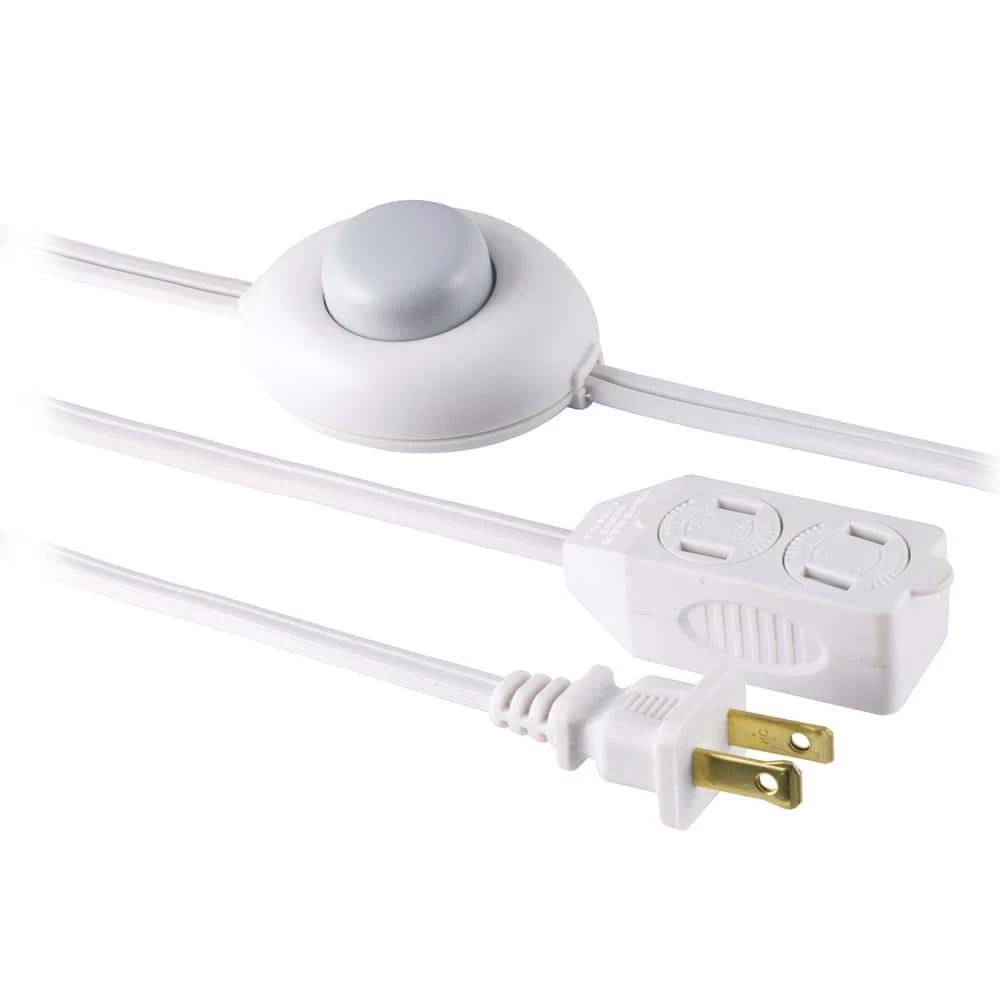 GE 12 ft. 16/3 3-Outlet Polarized Extension Cord with Power Switch, White 3 GE 12 ft. 16/3 3-Outlet Polarized Extension Cord with Power Switch, White