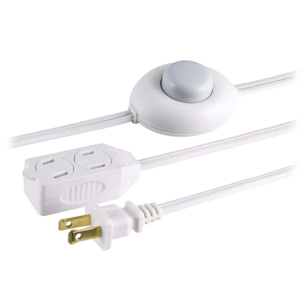GE 12 ft. 16/3 3-Outlet Polarized Extension Cord with Power Switch, White 4 GE 12 ft. 16/3 3-Outlet Polarized Extension Cord with Power Switch, White - Image 2