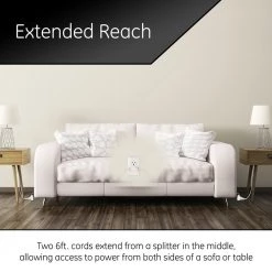 GE 12 ft. 16/3 AWG 6-Outlet Polarized Sofa Extension Cord, White -Extension Cords Sales Store white ge general purpose cords 50657 1f 1000