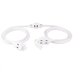 GE 12 ft. 16/3 AWG 6-Outlet Polarized Sofa Extension Cord, White
