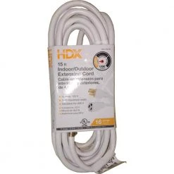 HDX 15 ft. 16/3 Indoor/Outdoor Extension Cord, White
