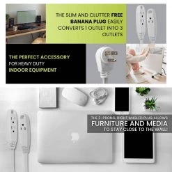 Power By Go Green 15 ft. 16/3 SPT-2, 3 Outlet Extension Cord - White -Extension Cords Sales Store white power by go green general purpose cords gg 19615 76 1000