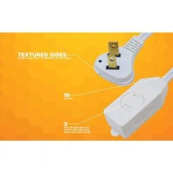 Woods 3 ft. 16/2 SPT-2 Indoor Light-Duty Flat Plug Extension Cord -Extension Cords Sales Store white woods general purpose cords 2235 4f 1000