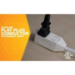 Woods 3 ft. 16/2 SPT-2 Indoor Light-Duty Flat Plug Extension Cord -Extension Cords Sales Store white woods general purpose cords 2235 c3 1000