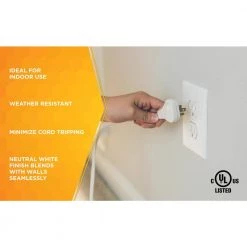 Woods 8 ft. 16/3 SPT-2 Indoor Light-Duty Flat Plug Extension Cord -Extension Cords Sales Store white woods general purpose cords 2241 1f 1000