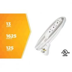 Woods 8 ft. 16/3 SPT-2 Indoor Light-Duty Flat Plug Extension Cord -Extension Cords Sales Store white woods general purpose cords 2241 44 1000