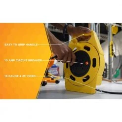 Woods 25 ft. 16/3 Outdoor Multi-Outlet (4) Portable Extension Cord Reel Power Station -Extension Cords Sales Store woods extension cord reels 2801 1f 1000