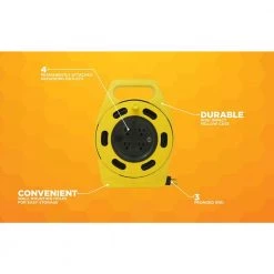 Woods 25 ft. 16/3 Outdoor Multi-Outlet (4) Portable Extension Cord Reel Power Station -Extension Cords Sales Store woods extension cord reels 2801 4f 1000