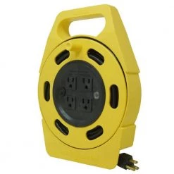 Woods 25 ft. 16/3 Outdoor Multi-Outlet (4) Portable Extension Cord Reel Power Station