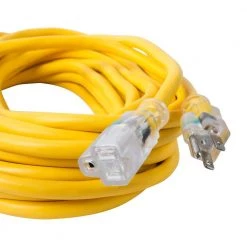 Bergen Industries 100 ft. 12/3 SJTW 15 Amp/125-Volt Outdoor Single Receptacle Extension Cord, Yellow -Extension Cords Sales Store yellow bergen industries general purpose cords oc100123lt 1f 1000