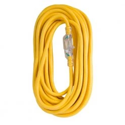 Bergen Industries 100 ft. 12/3 SJTW 15 Amp/125-Volt Outdoor Single Receptacle Extension Cord, Yellow -Extension Cords Sales Store yellow bergen industries general purpose cords oc100123lt c3 1000