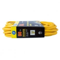 Bergen Industries 50 ft. 12/3 SJTW 15 Amp/125-Volt Outdoor Single Receptacle Extension Cord, Yellow -Extension Cords Sales Store yellow bergen industries general purpose cords oc50123lt 4f 1000