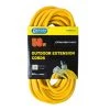 Bergen Industries 50 ft. 12/3 SJTW 15 Amp/125-Volt Outdoor Single Receptacle Extension Cord, Yellow -Extension Cords Sales Store yellow bergen industries general purpose cords oc50123lt 64 1000