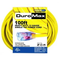 DUROMAX 100 ft. 12/3-Gauge Single Tap Extension Power Cord
