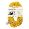 LifeSupplyUSA 12/3 100 ft. SJT Wire Gauge 3-Outlet Tri-Source Indoor Outdoor Vinyl Lighted Electric Extension Cord -Extension Cords Sales Store yellow general purpose cords 1233100ft 64 1000