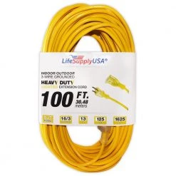 LifeSupplyUSA 100 ft. 16/3 SJT 13 Amp 125-Volt 1625-Watt Lighted End Indoor/Outdoor Heavy-Duty Extension Cord