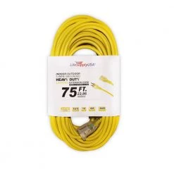 LifeSupplyUSA 75 ft. 16/3 SJT 13 Amp 125-Volt 1625-Watt Lighted End Indoor/Outdoor Heavy-Duty Extension Cord