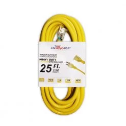 LifeSupplyUSA 25 ft. 10/3 SJT Lighted End Extension Cord 15 Amp, 125-Volt, 1875-Watt, Super Heavy-Duty Outdoor Jacket (2-Pack)