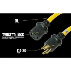 Yellow Jacket 25 ft. 10/4 Premium SJTW 30-Amp Power Distribution Outdoor Heavy-Duty Twist-Lock Generator Extension Cord -Extension Cords Sales Store yellow jacket generator cords 1493 4f 1000
