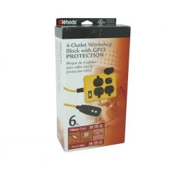Yellow Jacket 6 ft. 14/3 SJTW Right Angle GFCI 4-Outlet Power Block -Extension Cords Sales Store yellow jacket gfci plugs 2516 4f 1000