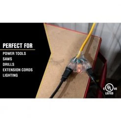 Yellow Jacket 2 ft. 12/3 SJTW Right Angle GFCI Heavy-Duty Cord with Multi-Outlet (3) Power Light Block -Extension Cords Sales Store yellow jacket gfci plugs 2814 1f 1000