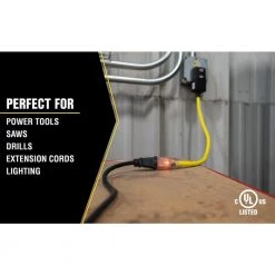 Yellow Jacket 2 ft. 12/3 SJTW Right Angle GFCI Heavy-Duty Extension Cord with Power Light Plug -Extension Cords Sales Store yellow jacket gfci plugs 2877 1f 1000