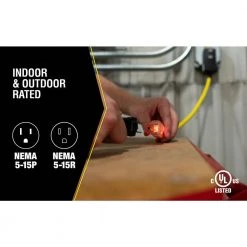 Yellow Jacket 2 ft. 12/3 SJTW Right Angle GFCI Heavy-Duty Extension Cord with Power Light Plug -Extension Cords Sales Store yellow jacket gfci plugs 2877 44 1000