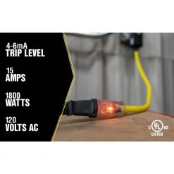 Yellow Jacket 2 ft. 12/3 SJTW Right Angle GFCI Heavy-Duty Extension Cord with Power Light Plug -Extension Cords Sales Store yellow jacket gfci plugs 2877 fa 1000