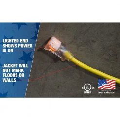 Southwire 50 ft. 12/3 SJTW Hi-Visibility Outdoor Heavy-Duty Extension Cord with Power Light Plug -Extension Cords Sales Store yellow southwire general purpose cords 2588sw0002 1f 1000