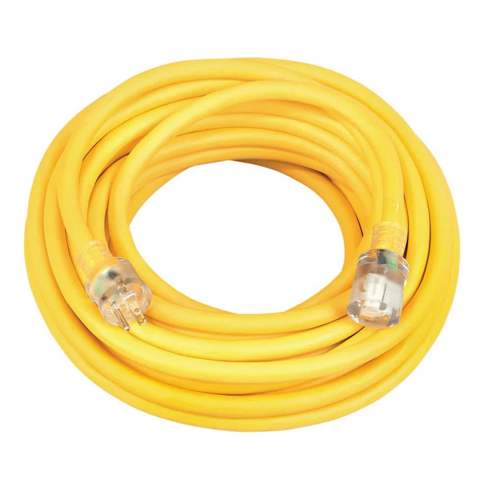 Woods 100 ft. 10/3 SJTW Extra Heavy-Duty 15-Amp General Purpose High Visibility Extension Cord with Lighted End, Yellow 5 Woods 100 ft. 10/3 SJTW Extra Heavy-Duty 15-Amp General Purpose High Visibility Extension Cord with Lighted End, Yellow - Image 3