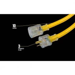 Yellow Jacket 100 ft. 10/3 SJTW Outdoor Heavy-Duty Extension Cord with Power Light Plug -Extension Cords Sales Store yellow yellow jacket general purpose cords 2806 1f 1000