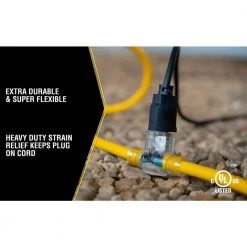 Yellow Jacket 25 ft. 12/3 STW Multi-Outlet (3) Outdoor Heavy-Duty Extension Cord with Power Light Plug -Extension Cords Sales Store yellow yellow jacket general purpose cords 2830 44 1000