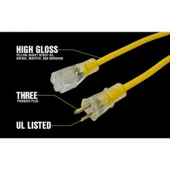 Yellow Jacket 25 ft. 12/3 SJTW Outdoor Heavy-Duty Extension Cord with Power Light Plug -Extension Cords Sales Store yellow yellow jacket general purpose cords 2883 44 1000