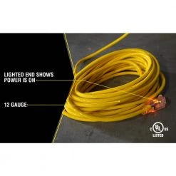 Yellow Jacket 25 ft. 12/3 SJTW Outdoor Heavy-Duty Extension Cord with Power Light Plug -Extension Cords Sales Store yellow yellow jacket general purpose cords 2883 fa 1000